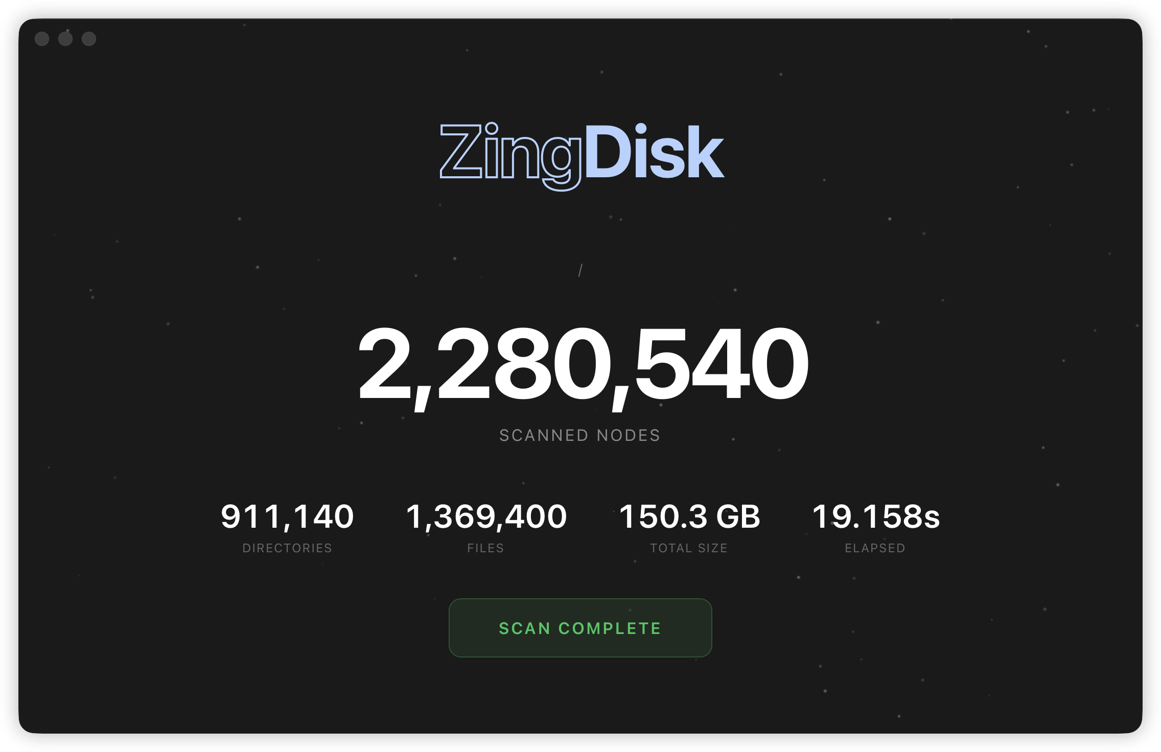 2,280,540 nodes scanned in 19s on 256GB disk